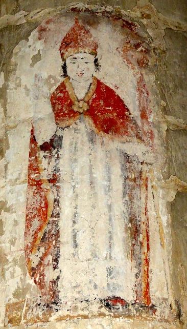 Une fresque non datée de saint Martin en évêque.